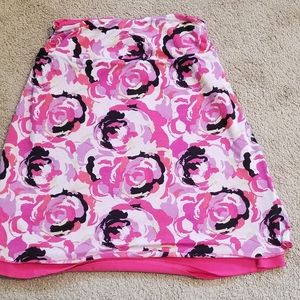 Pink flower-print skirt